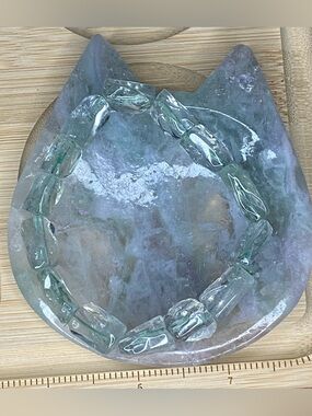 Prasiolite, Green Amethyst freeform faceted bracelet, suitable for smaller wrist